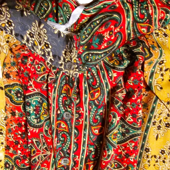 KARMA Hwy Silky Relaxed Palazzo Jumper Ombre Red/Grn NWT OS - Picture 6 of 9